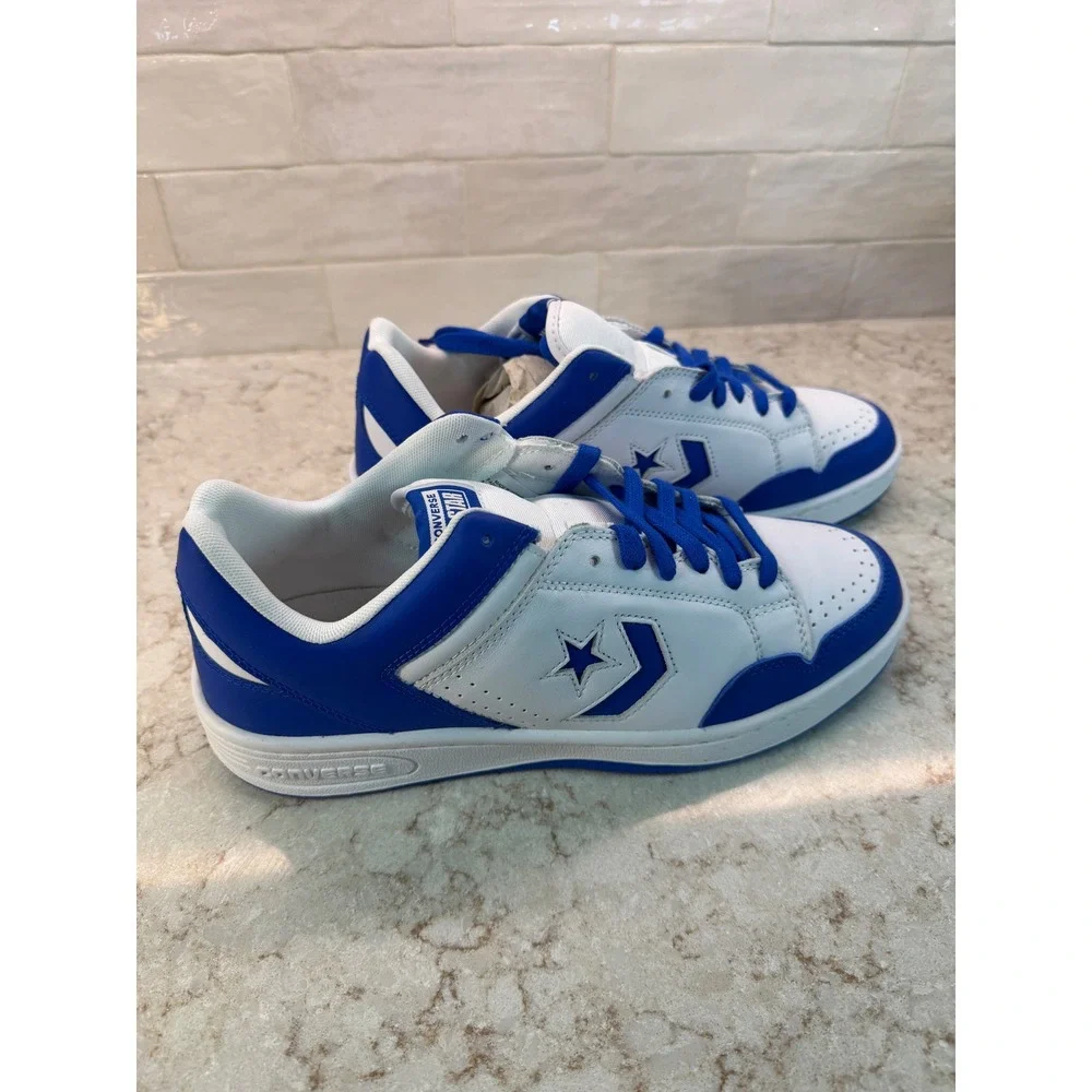 Converse Weapon Low White Royal Blue Leather Sneakers Mens 11, NEW